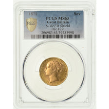 Coin, Great Britain, Victoria, Sovereign, 1871, PCGS, MS63, Gold, KM:736.2