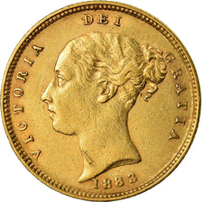 Coin, Great Britain, Victoria, 1/2 Sovereign, 1883, EF(40-45), Gold, KM:735.1