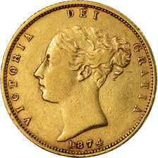 Coin, Great Britain, Victoria, 1/2 Sovereign, 1874, EF(40-45), Gold, KM:735.2