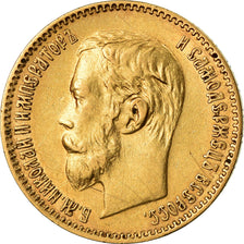 Munten, Rusland, Nicholas II, 5 Roubles, 1900, St. Petersburg, ZF, Goud, KM:62