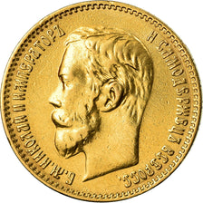 Moneta, Russia, Nicholas II, 5 Roubles, 1902, St. Petersburg, BB, Oro, KM:62