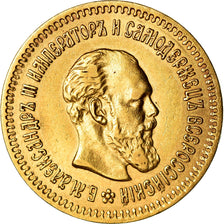 Moneta, Russia, Alexander III, 5 Roubles, 1888, St. Petersburg, BB+, Oro, KM:42