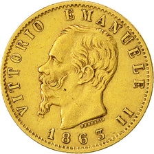 Moneta, Italia, Vittorio Emanuele II, 20 Lire, 1863, Torino, BB+, Oro, KM:10.1