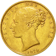 Coin, Great Britain, Victoria, Sovereign, 1870, London, AU(50-53), Gold