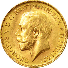 Moneda, Gran Bretaña, George V, 1/2 Sovereign, 1915, London, EBC+, Oro, KM:819