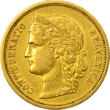 Coin, Switzerland, 20 Francs, 1883, Bern, AU(55-58), Gold, KM:31.1