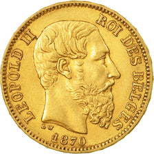 Munten, België, Leopold II, 20 Francs, 20 Frank, 1870, ZF+, Goud, KM:32