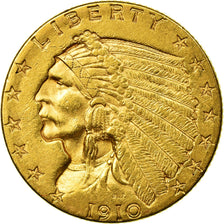 Coin, United States, Indian Head, $2.50, Quarter Eagle, 1910, U.S. Mint