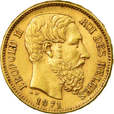 Coin, Belgium, Leopold II, 20 Francs, 20 Frank, 1871, AU(50-53), Gold, KM:37