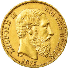 Munten, België, Leopold II, 20 Francs, 20 Frank, 1877, PR, Goud, KM:37