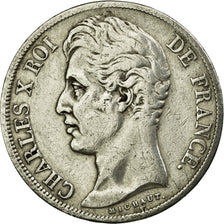 Moneda, Francia, Charles X, 2 Francs, 1827, Paris, BC+, Plata, KM:725.1