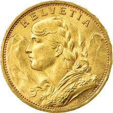 Moeda, Suíça, 20 Francs, 1922, Bern, MS(63), Dourado, KM:35.1