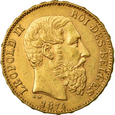 Coin, Belgium, Leopold II, 20 Francs, 20 Frank, 1874, AU(50-53), Gold, KM:37