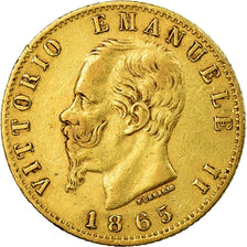 Moneda, Italia, Vittorio Emanuele II, 20 Lire, 1865, Torino, MBC, Oro, KM:10.1