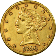 Münze, Vereinigte Staaten, Coronet Head, $5, Half Eagle, 1886, U.S. Mint, San