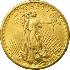 Coin, United States, Saint-Gaudens, $20, Double Eagle, 1908, No Motto