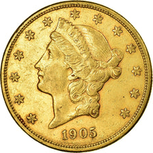 Coin, United States, Liberty Head, $20, Double Eagle, 1905, San Francisco