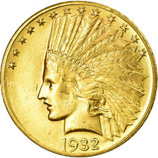 Moneta, USA, Indian Head, $10, Eagle, 1932, U.S. Mint, Philadelphia, AU(50-53)