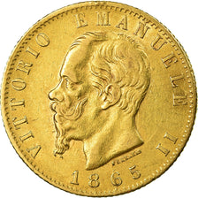 Coin, Italy, Vittorio Emanuele II, 20 Lire, 1865, Torino, EF(40-45), Gold