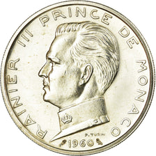 Moeda, Mónaco, Rainier III, 5 Francs, 1960, Paris, ENSAIO, MS(60-62), Prata