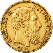 Munten, België, Leopold II, 20 Francs, 20 Frank, 1876, ZF+, Goud, KM:37