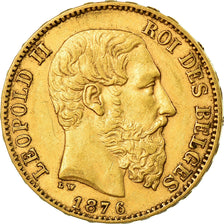 Münze, Belgien, Leopold II, 20 Francs, 20 Frank, 1876, SS+, Gold, KM:37