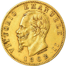 Moneda, Italia, Vittorio Emanuele II, 20 Lire, 1862, Torino, MBC+, Oro, KM:10.1