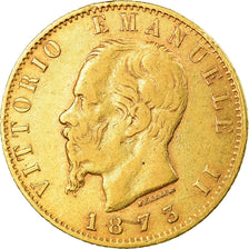 Moeda, Itália, Vittorio Emanuele II, 20 Lire, 1873, Milan, VF(30-35), Dourado