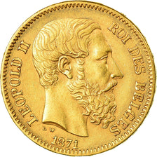 Moneta, Belgio, Leopold II, 20 Francs, 20 Frank, 1871, SPL-, Oro, KM:37