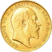 Coin, Great Britain, Edward VII, 1/2 Sovereign, 1909, London, AU(55-58), Gold