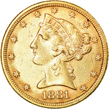 Münze, Vereinigte Staaten, Coronet Head, $5, Half Eagle, 1881, Philadelphia