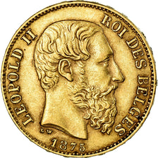 Munten, België, Leopold II, 20 Francs, 20 Frank, 1875, ZF+, Goud, KM:37