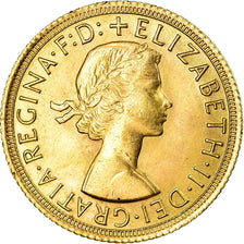 Coin, Great Britain, Elizabeth II, Sovereign, 1966, AU(50-53), Gold, KM:908