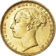 Coin, Great Britain, Victoria, Sovereign, 1880, London, EF(40-45), Gold, KM:752