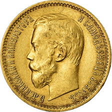 Munten, Rusland, Nicholas II, 5 Roubles, 1898, St. Petersburg, ZF, Goud, KM:62