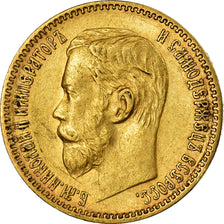 Münze, Russland, Nicholas II, 5 Roubles, 1898, St. Petersburg, SS+, Gold, KM:62