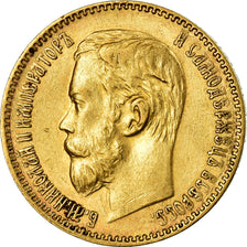 Munten, Rusland, Nicholas II, 5 Roubles, 1898, St. Petersburg, ZF+, Goud, KM:62