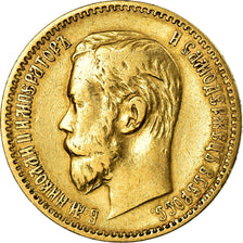 Munten, Rusland, Nicholas II, 5 Roubles, 1897, St. Petersburg, ZF, Goud, KM:62