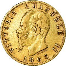 Moneta, Italia, Vittorio Emanuele II, 20 Lire, 1863, Torino, BB, Oro, KM:10.1