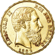 Coin, Belgium, Leopold II, 20 Francs, 20 Frank, 1882, AU(55-58), Gold, KM:37