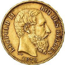 Münze, Belgien, Leopold II, 20 Francs, 20 Frank, 1870, SS+, Gold, KM:32