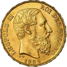 Munten, België, Leopold II, 20 Francs, 20 Frank, 1882, PR, Goud, KM:37