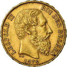 Coin, Belgium, Leopold II, 20 Francs, 20 Frank, 1876, AU(50-53), Gold, KM:37