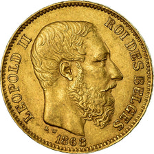 Moneta, Belgio, Leopold II, 20 Francs, 20 Frank, 1868, Brussels, SPL-, Oro