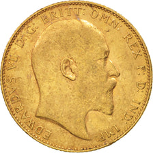 Moneda, Gran Bretaña, Edward VII, Sovereign, 1909, MBC, Oro, KM:805