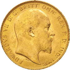 Moneda, Gran Bretaña, Edward VII, Sovereign, 1910, MBC+, Oro, KM:805