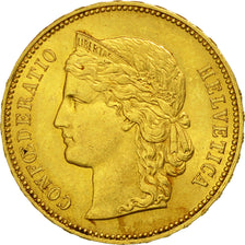 Coin, Switzerland, 20 Francs, 1896, Bern, AU(50-53), Gold, KM:31.3