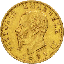 Coin, Italy, Vittorio Emanuele II, 20 Lire, 1875, Rome, AU(55-58), Gold, KM:10.2