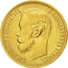 Rusia, Nicholas II, 5 Roubles, 1899, St. Petersburg, MBC+, Oro, KM:62