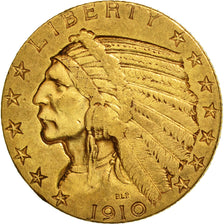 Coin, United States, Indian Head, $5, Half Eagle, 1910, U.S. Mint, San